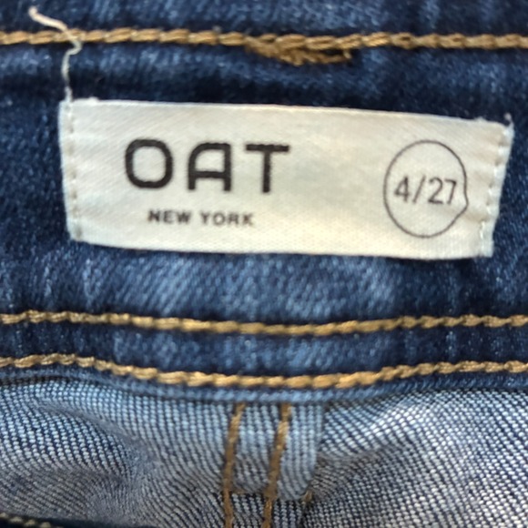 Oat New York Wide Leg High Rise Jeans Womens Size 4/27 Raw Hem Festival Boho - Picture 2 of 8